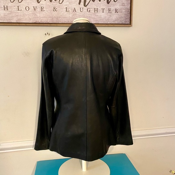 BLACK LEATHER JACKET BUTTERY SOFT COAT SLIM FIT JACKET SIZE MEDIUM ZIP UP - Picture 13 of 16
